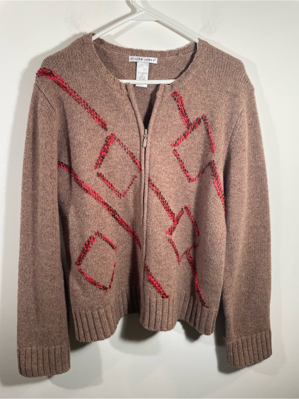 Jillian Jones zip cardigan 100% lambswool L
